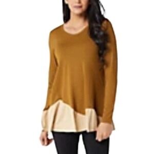 LOGO‎ QVC green combo blouse size L